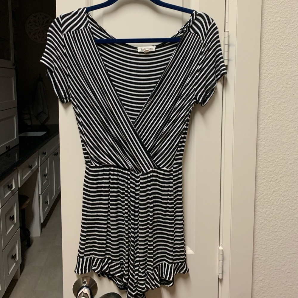 Black and white striped romper